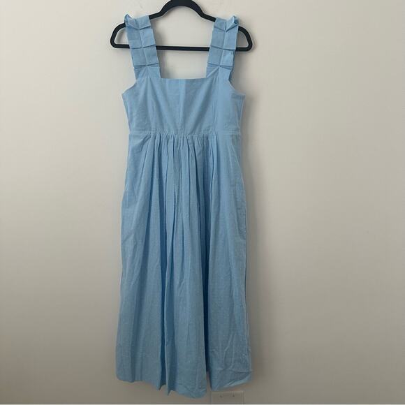 Lake Blue Sleeveless Swiss Dot Square Neck Sundress Size Small - Picture 1 of 8
